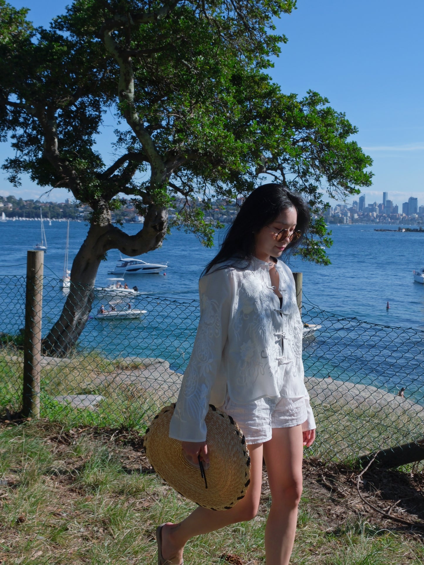 embroidered white top - silk cotton