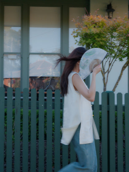 Chinese traditional satin-silk blend vest