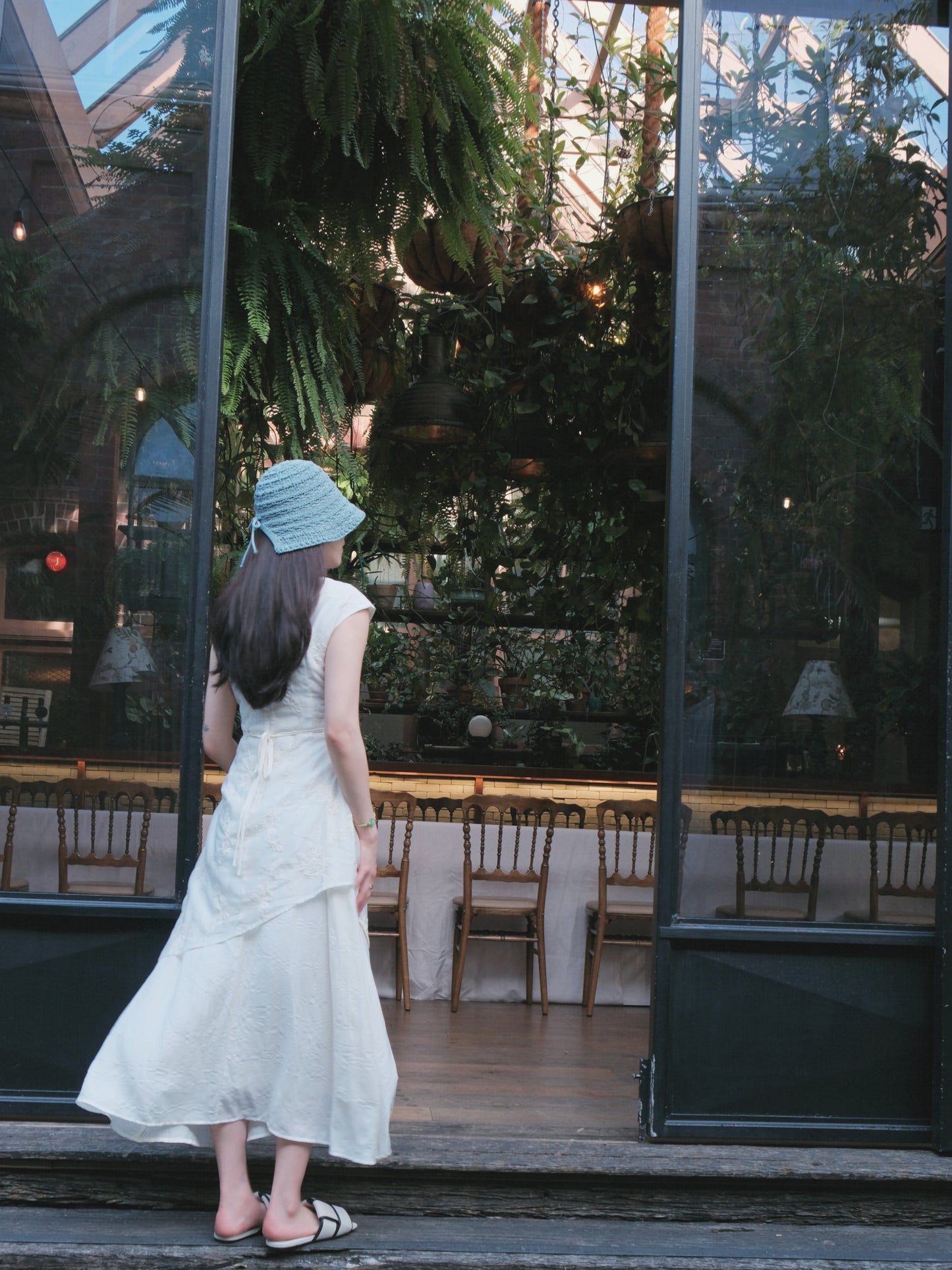floral embroidery dress in beige 