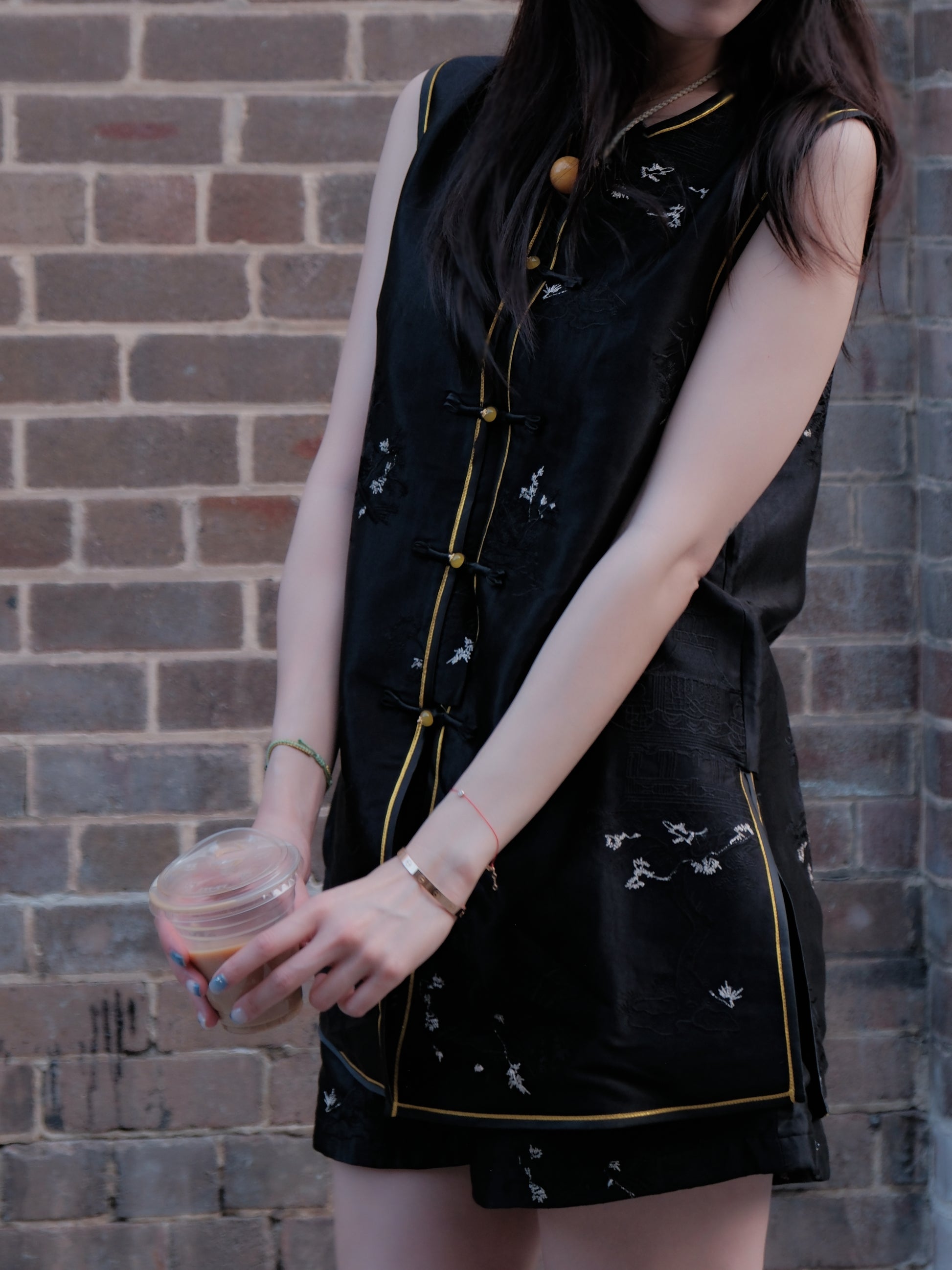 luxurious satin-silk blend set - black