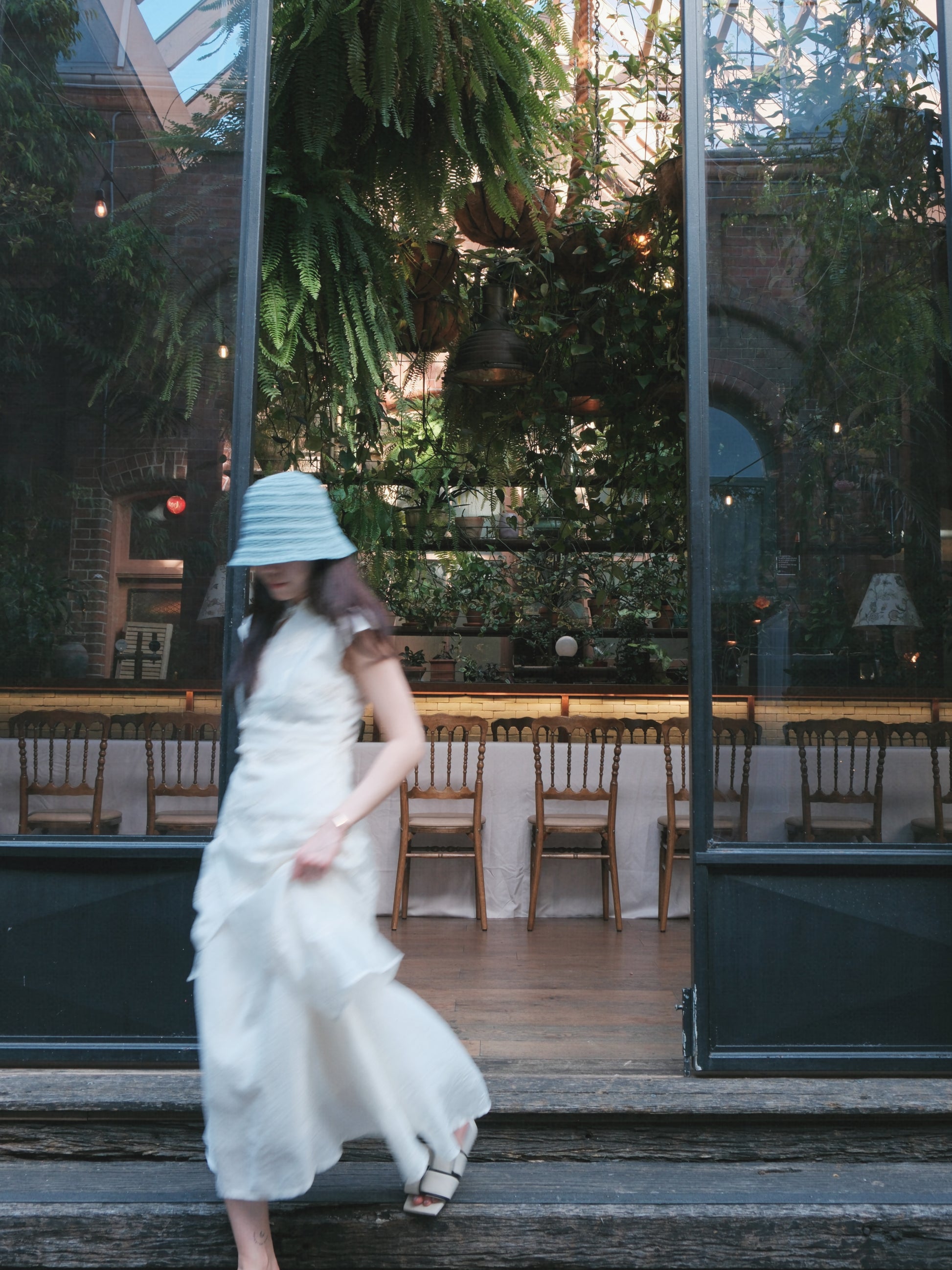 soft beige flowing layered dress